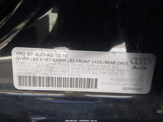 Продажа на аукционе авто 2011 Audi A4 2.0t Premium, vin: WAUEFAFLXBN029245, номер лота: 44831521