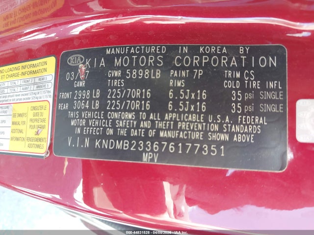 2007 KIA SEDONA KNDMB233676177351 Photo 8