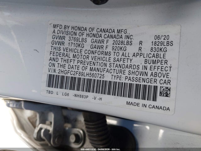 Aukcja sprzedaży 2020 Honda Civic Sport, vin: 2HGFC2F89LH560725, numer aukcji: 44831530