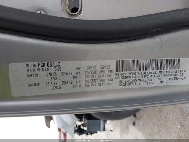 Продаж на аукціоні авто 2019 Dodge Journey Se, vin: 3C4PDCBB2KT784013, номер лоту: 44831532