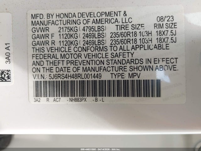 Продажа на аукционе авто 2024 Honda Cr-v Ex Awd, vin: 5J6RS4H48RL001449, номер лота: 44831580