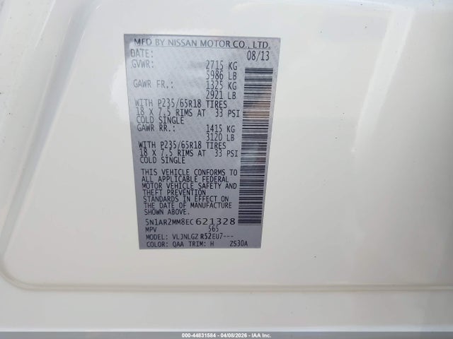 2014 NISSAN PATHFINDER 5N1AR2MM8EC621328 Photo 8