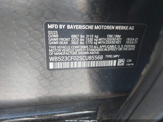 44831591 :رقم المزاد ، WB523CF02SCU85568 vin ، 2025 Bmw Ix Xdrive50 مزاد بيع