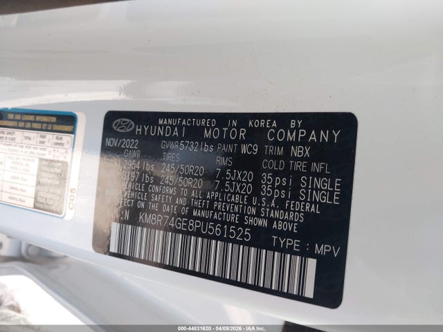 Aukcja sprzedaży 2023 Hyundai Palisade Calligraphy, vin: KM8R74GE8PU561525, numer aukcji: 44831620