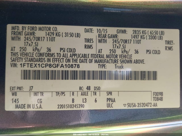 Ford F-150 Xl 2016 1FTEX1CP8GFA10878 Image 9