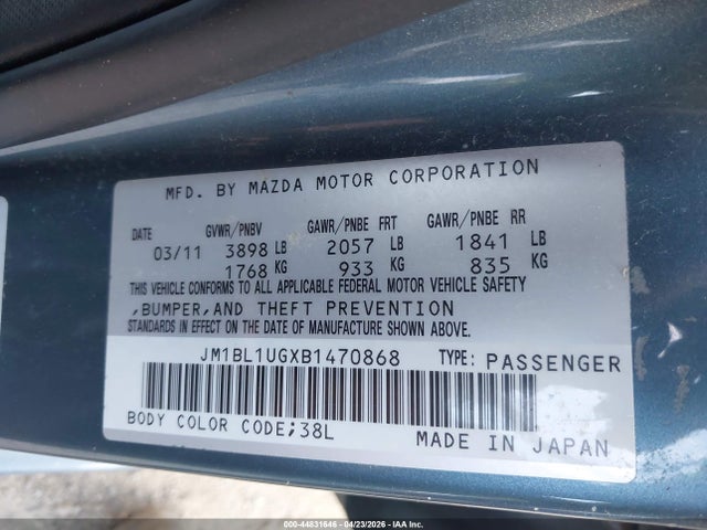 Продаж на аукціоні авто 2011 Mazda Mazda3 I Sport, vin: JM1BL1UGXB1470868, номер лоту: 44831646