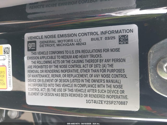 1GT4UZEY2SF270887 GMC Sierra 2500hd 4wd Standard Bed At4x
