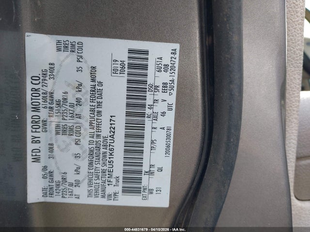 2007 FORD EXPLORER SPORT TRAC 1FMEU51K67UA22171 Photo 8