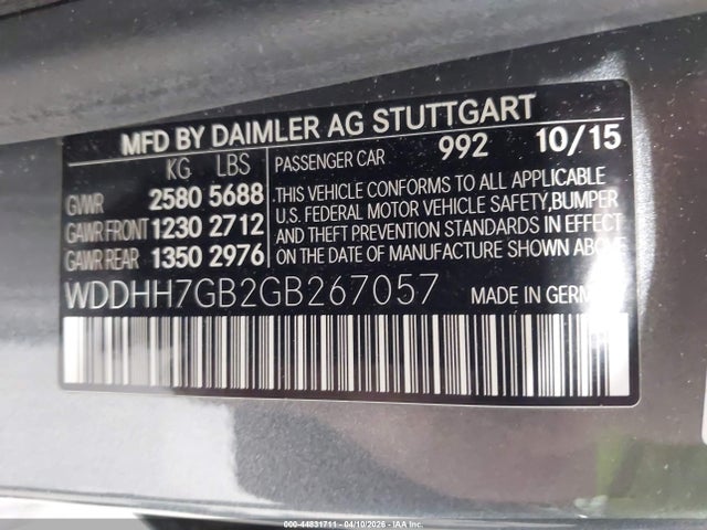 44831711 :رقم المزاد ، WDDHH7GB2GB267057 vin ، 2016 Mercedes-benz Amg E 63 S 4matic مزاد بيع