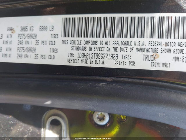 Продажа на аукционе авто 2009 Dodge Ram 1500 Slt/sport/trx, vin: 1D3HB13T99S771929, номер лота: 44831729