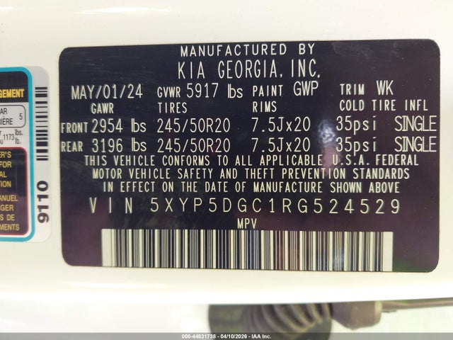 Продаж на аукціоні авто 2024 Kia Telluride Sx X-line, vin: 5XYP5DGC1RG524529, номер лоту: 44831738