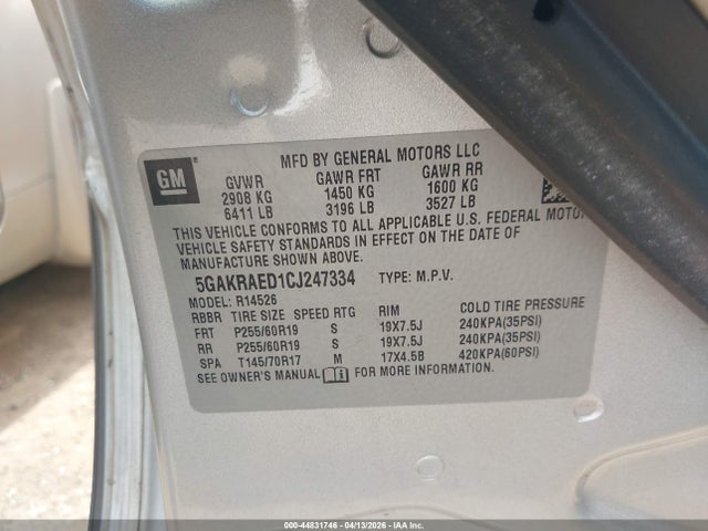 Aukcja sprzedaży 2012 Buick Enclave, vin: 5GAKRAED1CJ247334, numer aukcji: 44831746