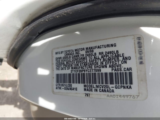 2000 TOYOTA CAMRY SOLARA 2T1CF28P9YC277899 Photo 8
