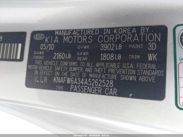 Aukcja sprzedaży 2010 Kia Forte Koup Sx, vin: KNAFW6A34A5262528, numer aukcji: 44831791
