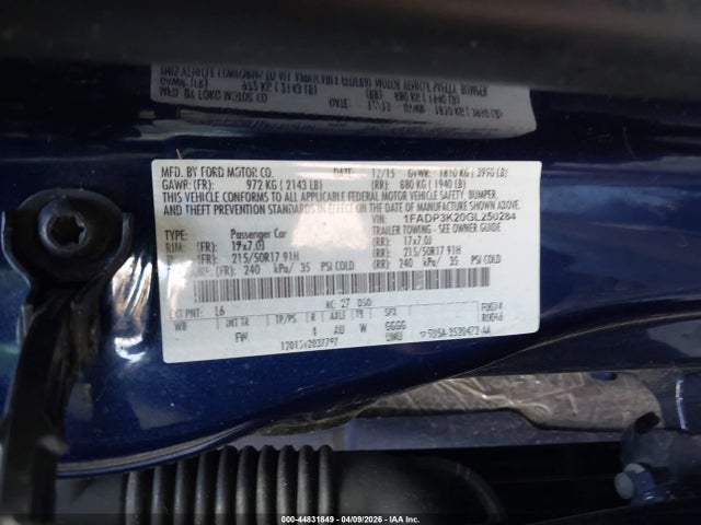 Продажа на аукционе авто 2016 Ford Focus Se, vin: 1FADP3K20GL250284, номер лота: 44831849