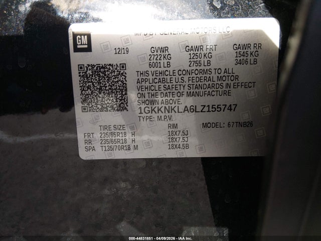 2020 Gmc Acadia Fwd Sle მანქანა იყიდება აუქციონზე, vin: 1GKKNKLA6LZ155747, აუქციონის ნომერი: 44831851
