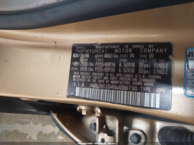 2005 HYUNDAI TUCSON KM8JN12D45U086730 Photo 8