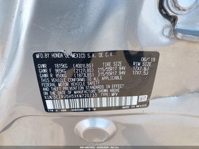 3CZRU5H5XKM720733 Honda HR-V EX