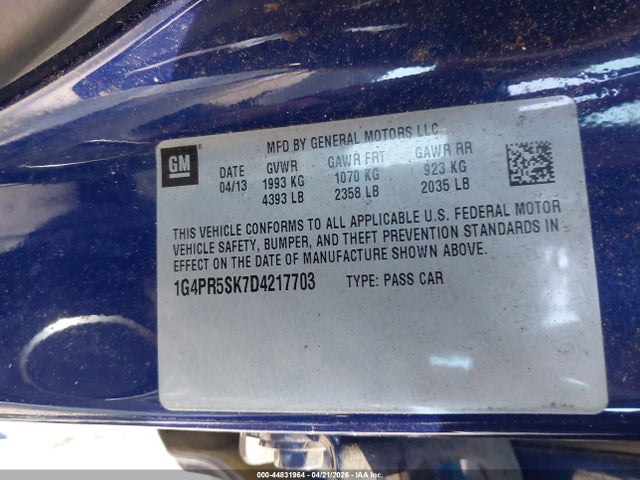 Продажа на аукционе авто 2013 Buick Verano Convenience Group, vin: 1G4PR5SK7D4217703, номер лота: 44831964