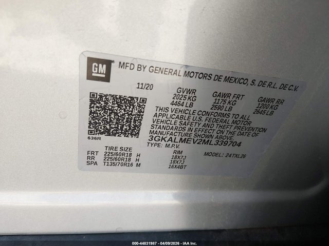 Продажа на аукционе авто 2021 Gmc Terrain Fwd Sle, vin: 3GKALMEV2ML339704, номер лота: 44831987