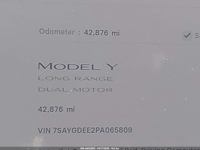 Aukcja sprzedaży 2023 Tesla Model Y Awd/long Range Dual Motor All-wheel Drive, vin: 7SAYGDEE2PA065809, numer aukcji: 44832002