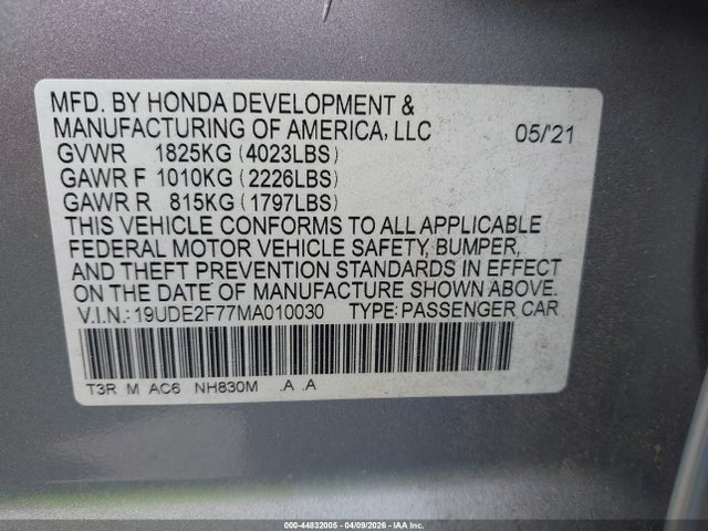 Продажа на аукционе авто 2021 Acura Ilx Premium Package/technology Package, vin: 19UDE2F77MA010030, номер лота: 44832005