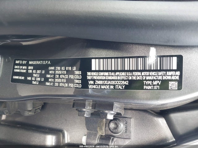 ZN661XUAXKX322642 Maserati Levante