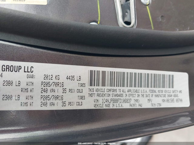 Aukcja sprzedaży 2015 Jeep Patriot Sport, vin: 1C4NJPBB8FD106837, numer aukcji: 44832032