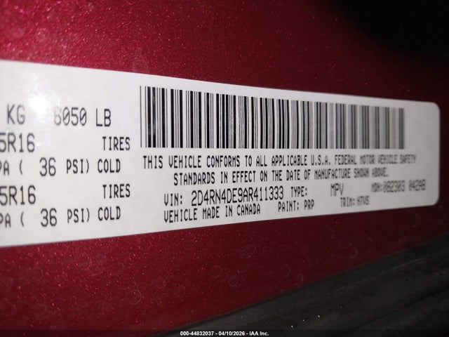 Продажа на аукционе авто 2010 Dodge Grand Caravan Se, vin: 2D4RN4DE9AR411333, номер лота: 44832037