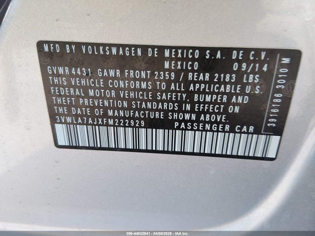 3VWLA7AJXFM222929 Volkswagen Jetta 2.0l Tdi S