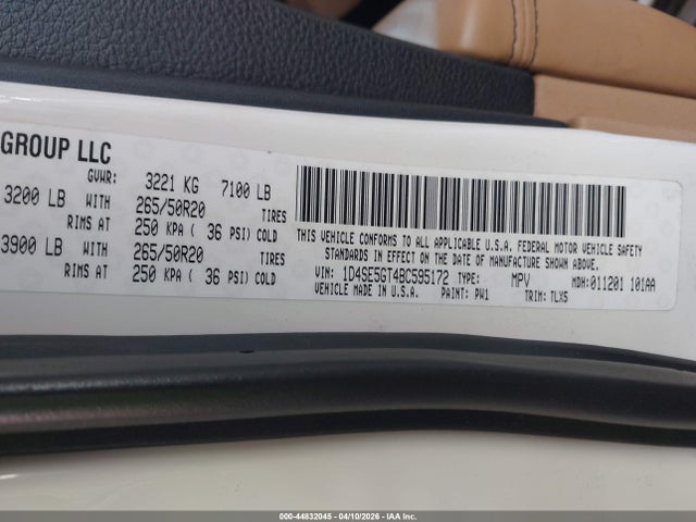 44832045 :رقم المزاد ، 1D4SE5GT4BC595172 vin ، 2011 Dodge Durango Citadel مزاد بيع
