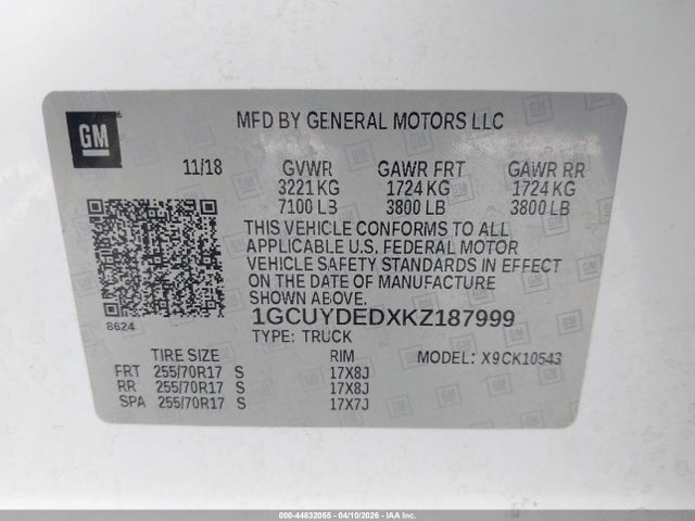 1GCUYDEDXKZ187999 Chevrolet Silverado 1500 Lt