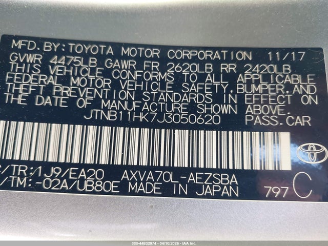 JTNB11HK7J3050620 Toyota CAMRY SE