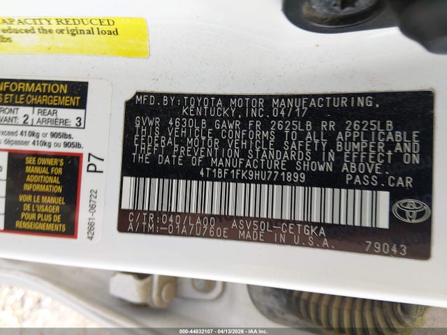 4T1BF1FK9HU771899 Toyota CAMRY XLE