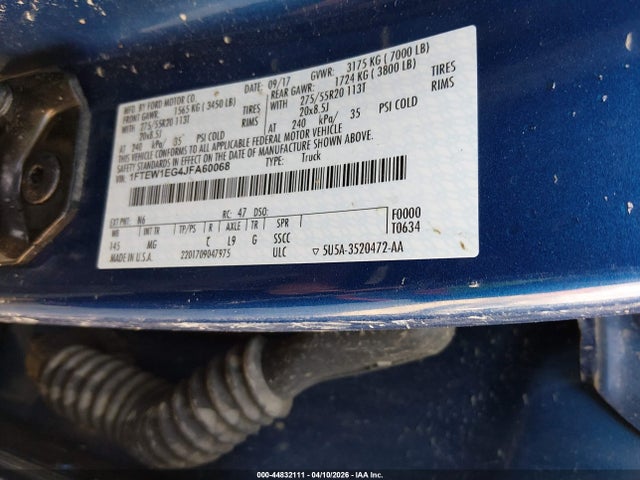 Продаж на аукціоні авто 2018 Ford F-150 Xlt, vin: 1FTEW1EG4JFA60068, номер лоту: 44832111