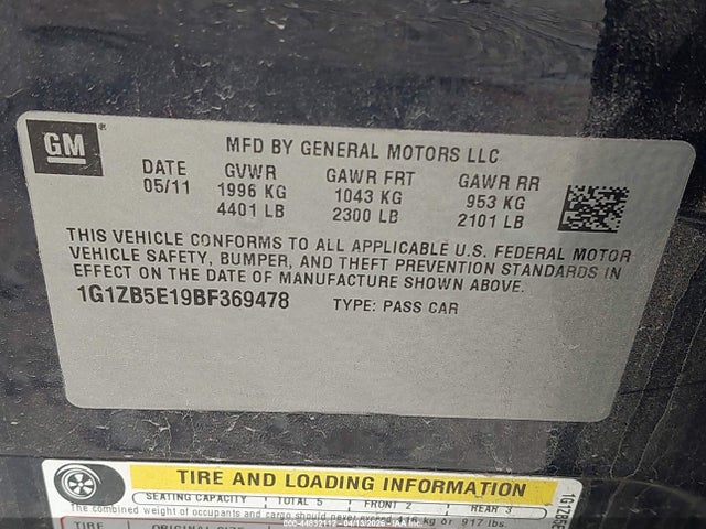 Aukcja sprzedaży 2011 Chevrolet Malibu Ls, vin: 1G1ZB5E19BF369478, numer aukcji: 44832112