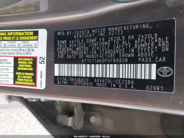 Продажа на аукционе авто 2023 Toyota Camry Se, vin: 4T1S11AK0PU789938, номер лота: 44832131
