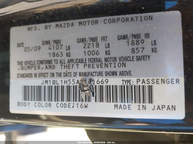 44832169 :رقم المزاد ، JM1BL1H55A1161669 vin ، 2010 Mazda Mazda3 S Sport مزاد بيع