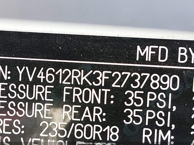 YV4612RK3F2737890 Volvo Xc60 T5/t5 Premier