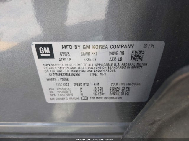 KL79MPS23MB152557 Chevrolet Trailblazer Fwd Lt