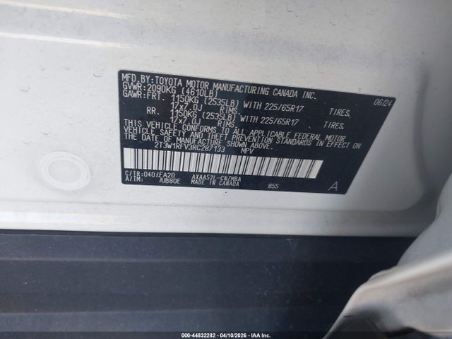 44832282 :رقم المزاد ، 2T3W1RFV3RC287133 vin ، 2024 Toyota Rav4 Xle مزاد بيع