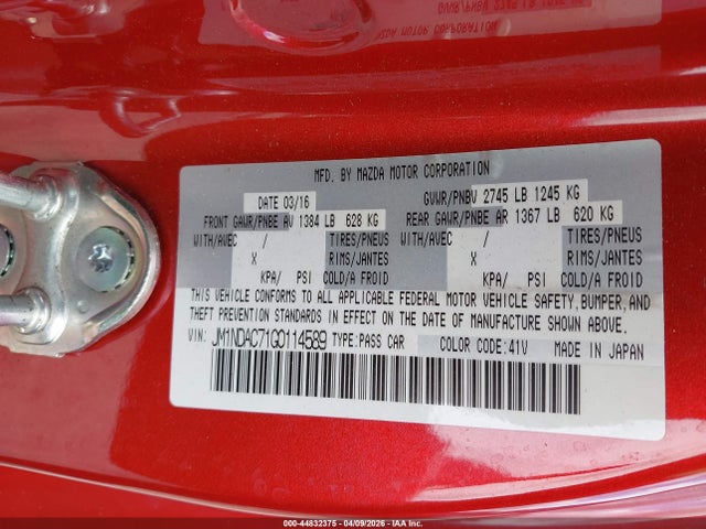 2016 MAZDA MX-5 MIATA JM1NDAC71G0114589 Photo 8