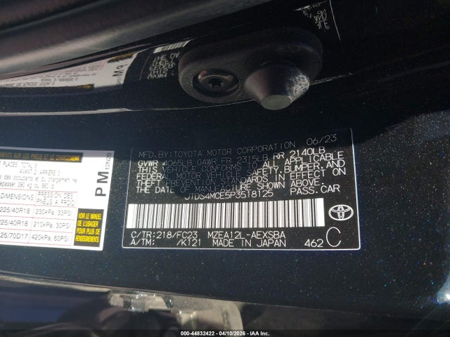 Продажа на аукционе авто 2023 Toyota Corolla Se, vin: JTDS4MCE5P3518125, номер лота: 44832422