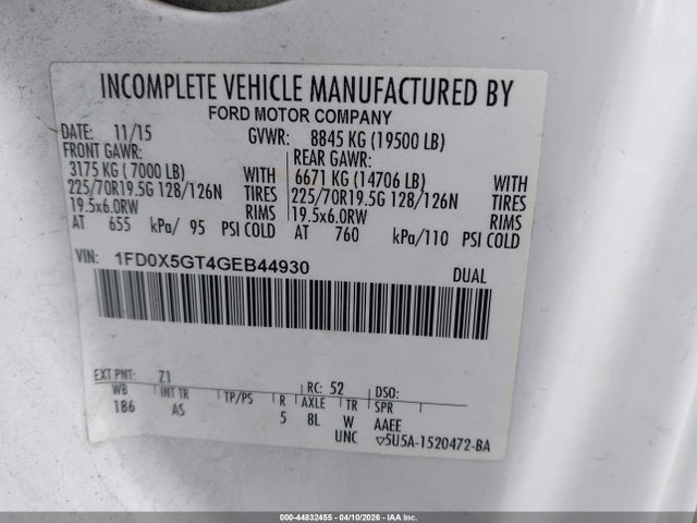 1FD0X5GT4GEB44930 Ford F-550 Chassis Xl