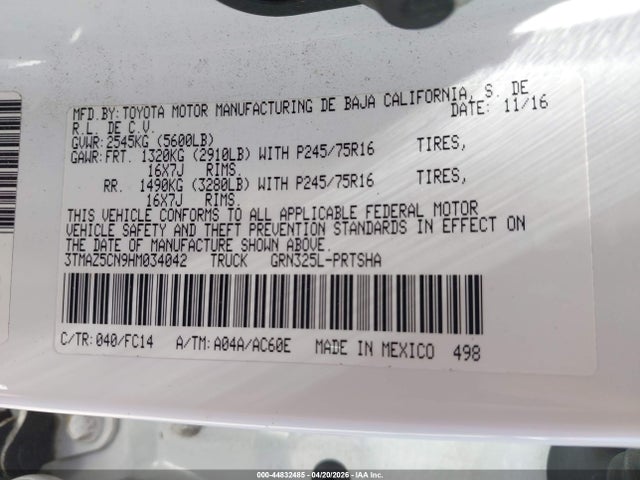 Toyota Tacoma Sr5 V6 2017 3TMAZ5CN9HM034042 Image 9