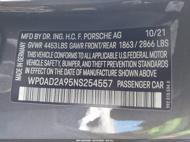 WP0AD2A95NS254557 Porsche 911 Turbo/turbo S