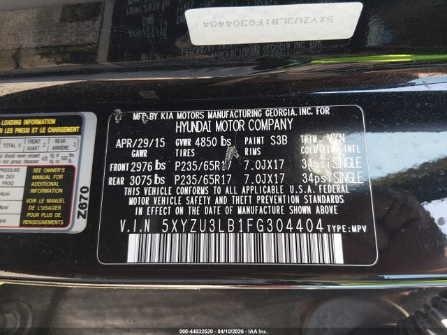 Продаж на аукціоні авто 2015 Hyundai Santa Fe Sport 2.4l, vin: 5XYZU3LB1FG304404, номер лоту: 44832520