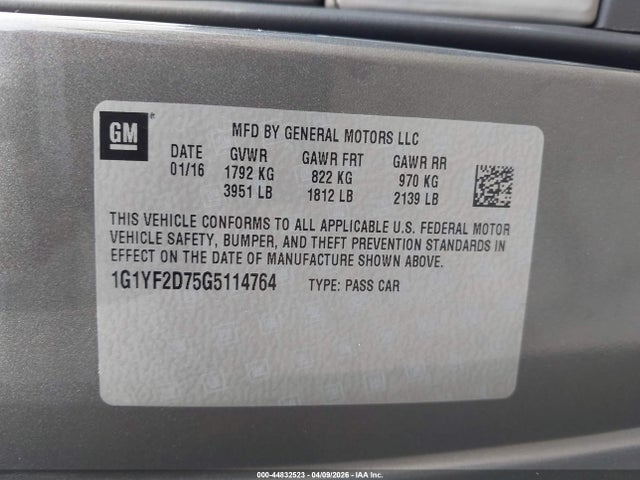 Chevrolet CORVETTE STINGRAY 2016 1G1YF2D75G5114764 Image 9