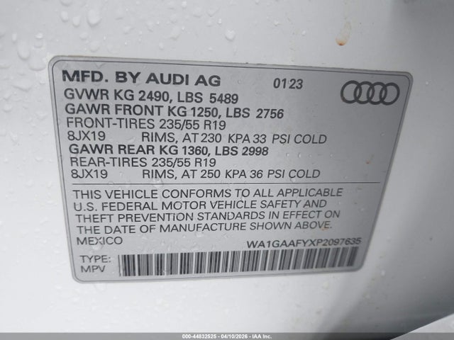 Продажа на аукционе авто 2023 Audi Q5 Premium 45 Tfsi S Line Quattro, vin: WA1GAAFYXP2097635, номер лота: 44832525