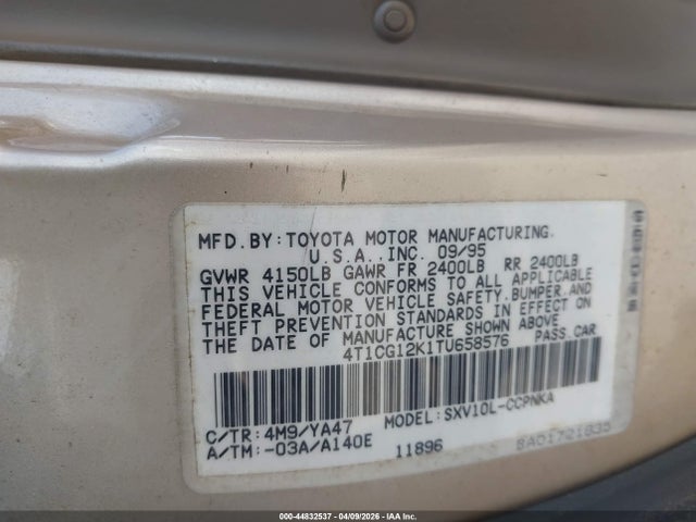 1996 Toyota Camry Dx/le მანქანა იყიდება აუქციონზე, vin: 4T1CG12K1TU658576, აუქციონის ნომერი: 44832537